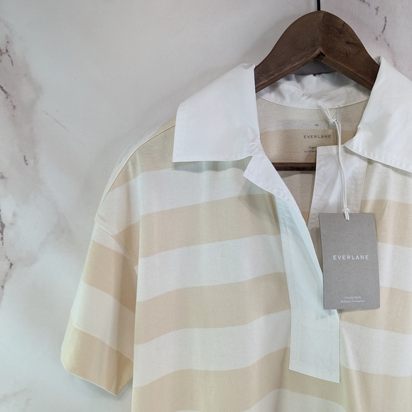 Everlane Dress Women Retro Jersey Polo Cotton Cashew Stripe Mini T Shirt - Picture 3 of 11